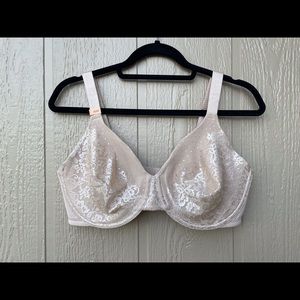 Vanity Fair Beauty Back Full Figure Underwire Bra 38DD Damask Neutral Lace NWOT